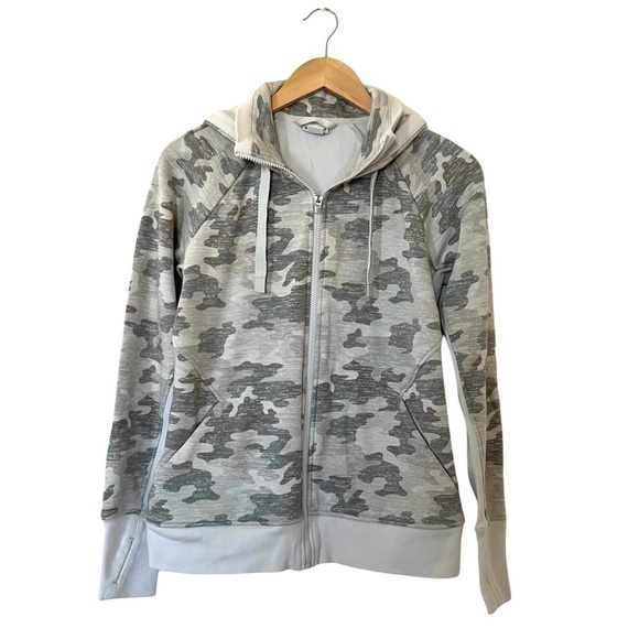 Athleta Triumph Grey Camo Zip Up Hoodie Jacket - Picture 2 of 8